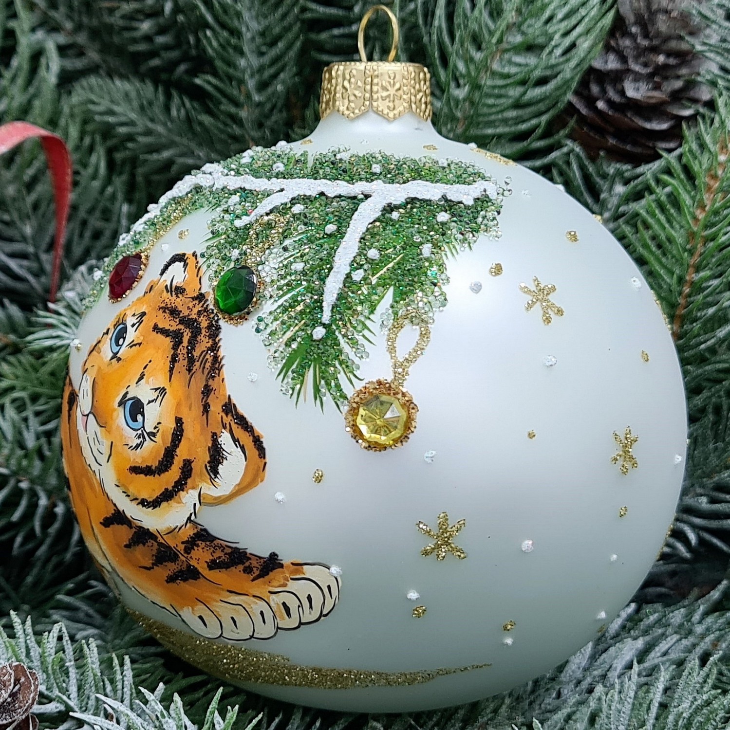 фото Стеклянный ёлочный шар Irena-Co 100 мм №1