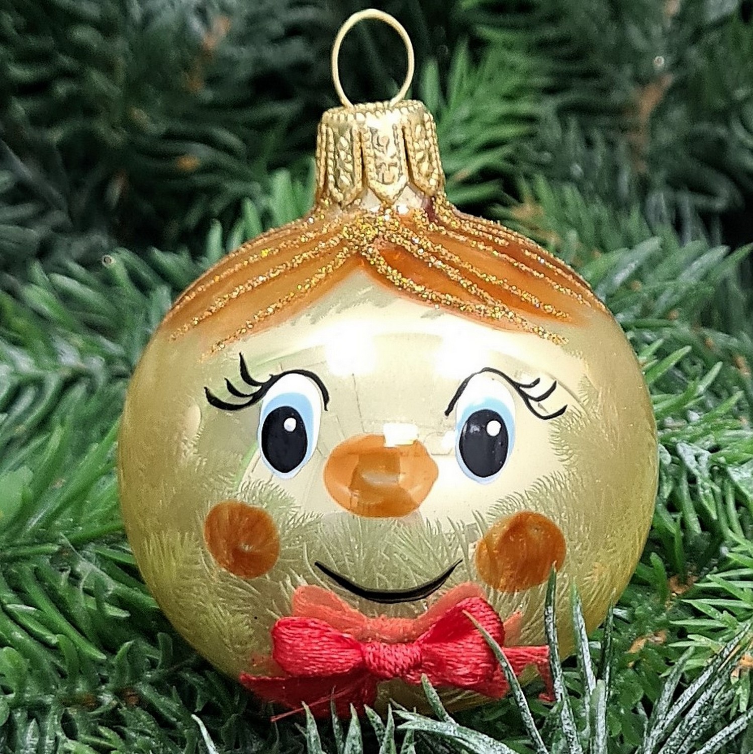 фото Стеклянная елочная игрушка Колобок