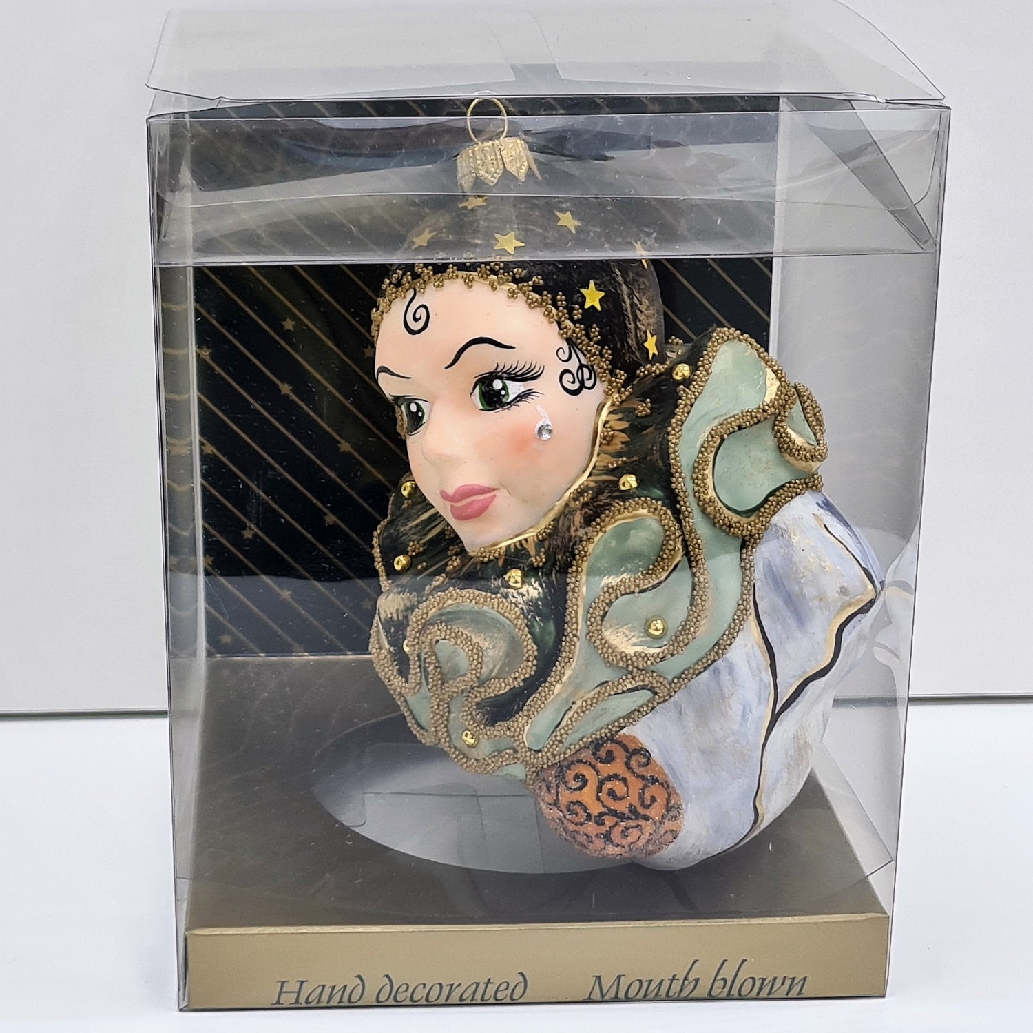 фото Стеклянная елочная игрушка Арлекино