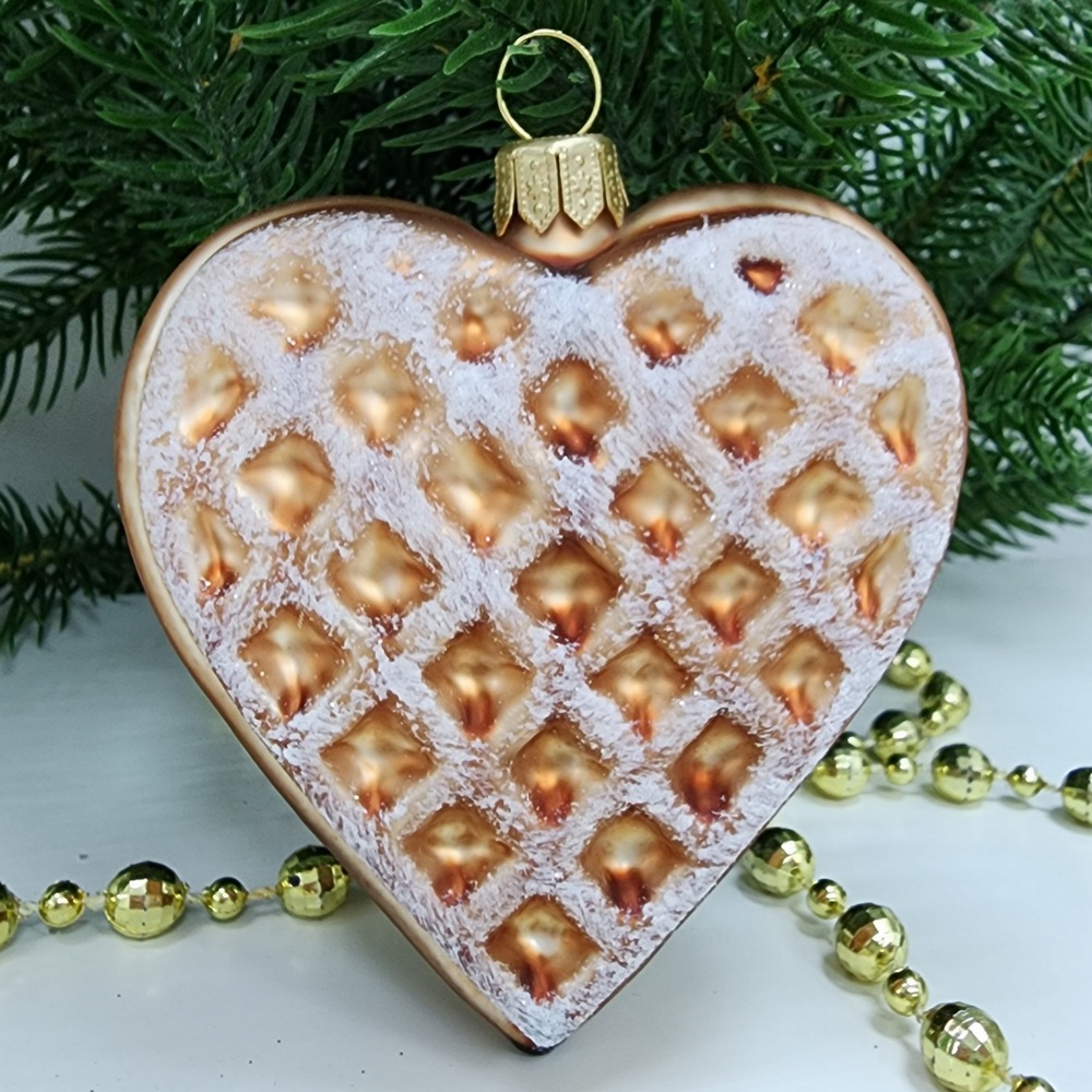 фото Стеклянная елочная игрушка Вафелька