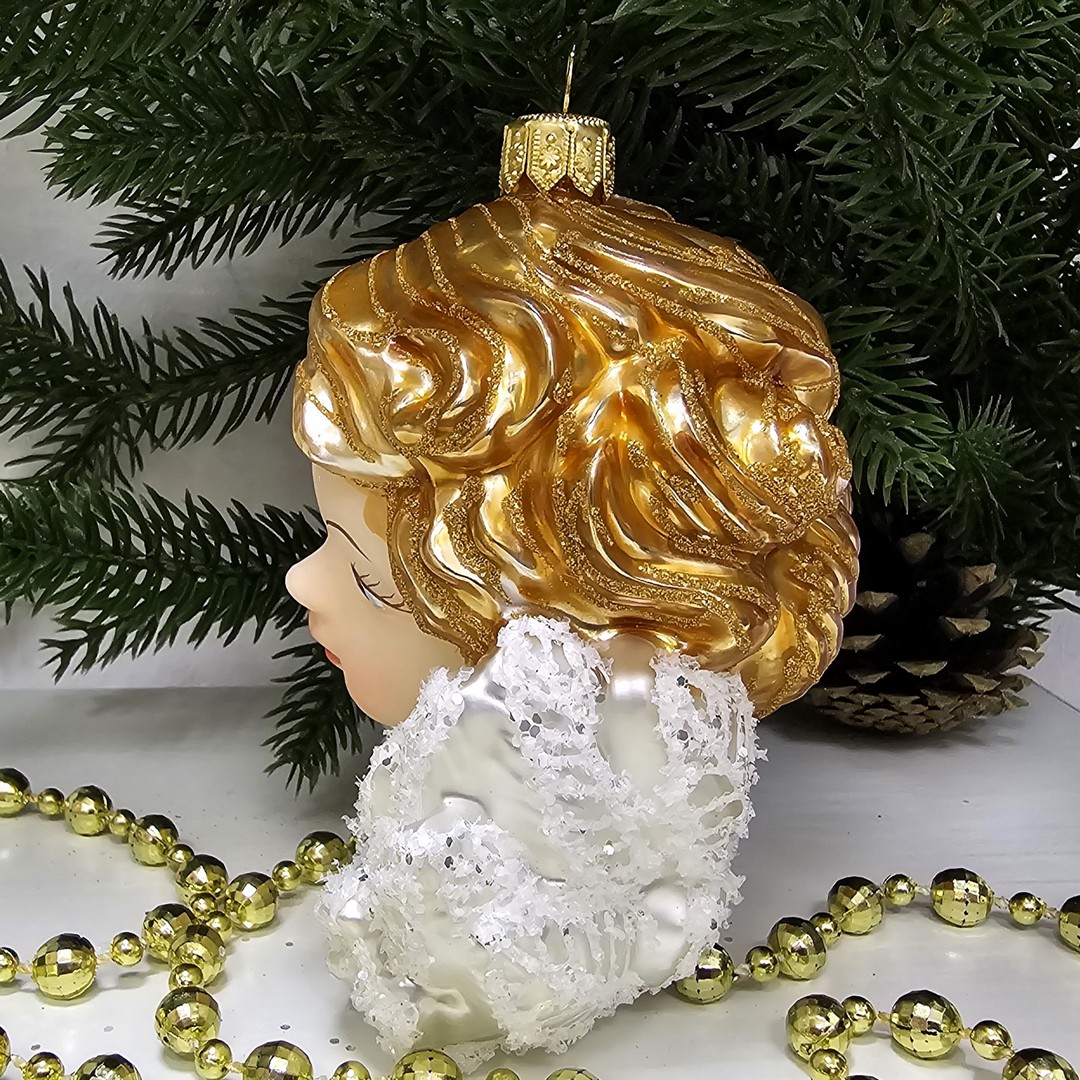 фото Стеклянная елочная игрушка Ангел малый