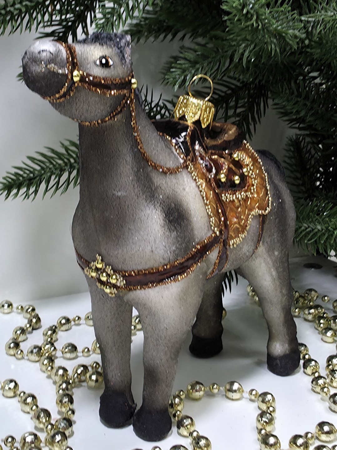 фото Стеклянная елочная игрушка Лошадь большая