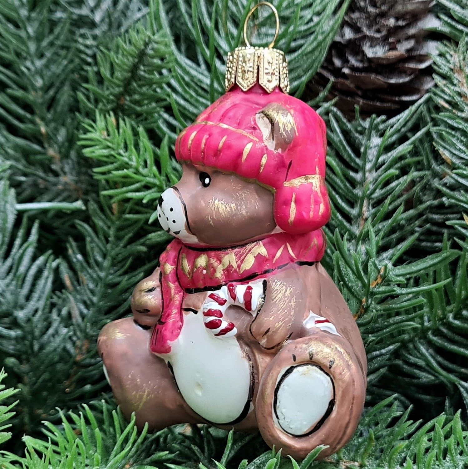 фото Стеклянная елочная игрушка Мишка Бэби винтаж