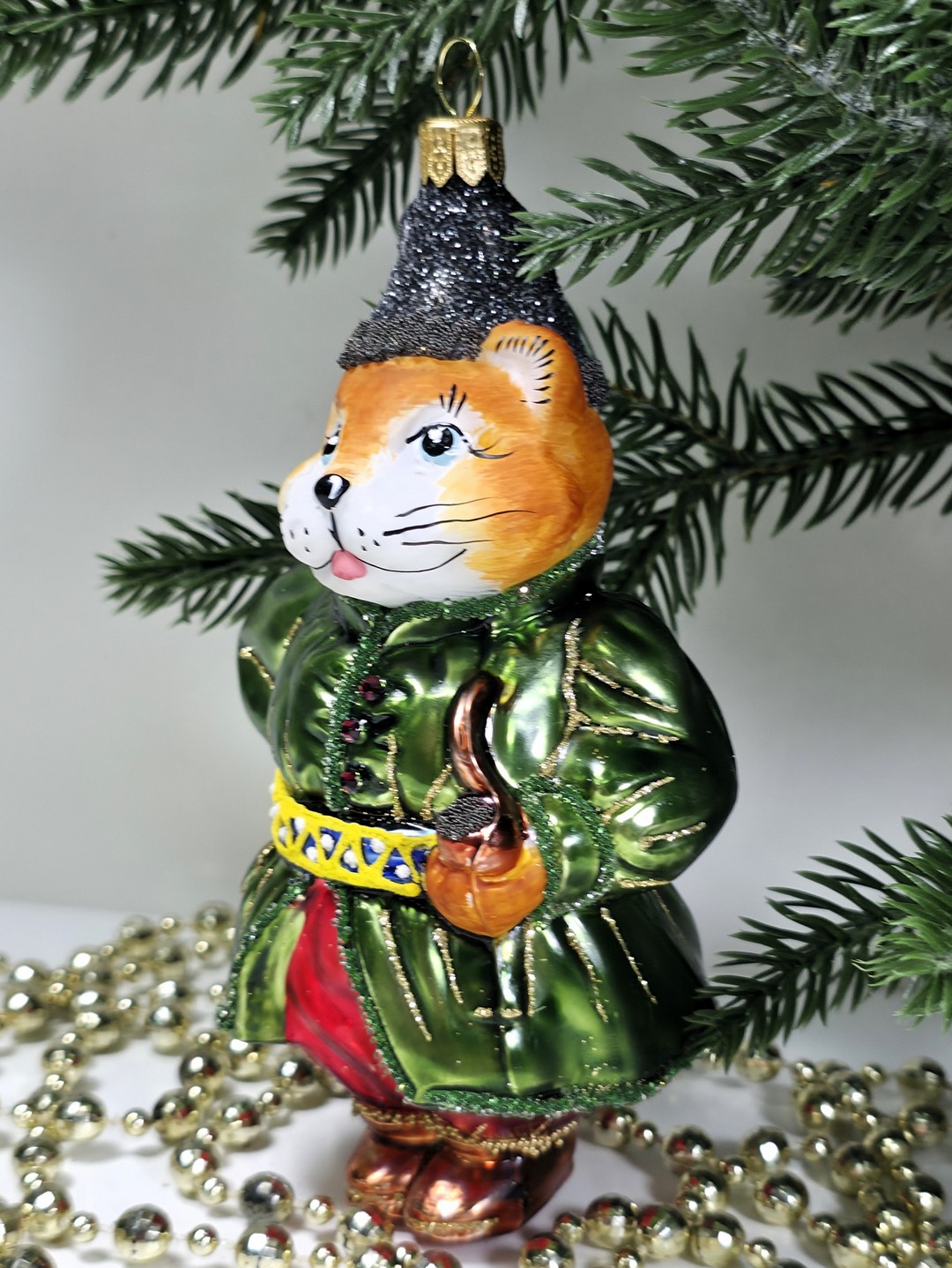 фото Стеклянная елочная игрушка Котофей