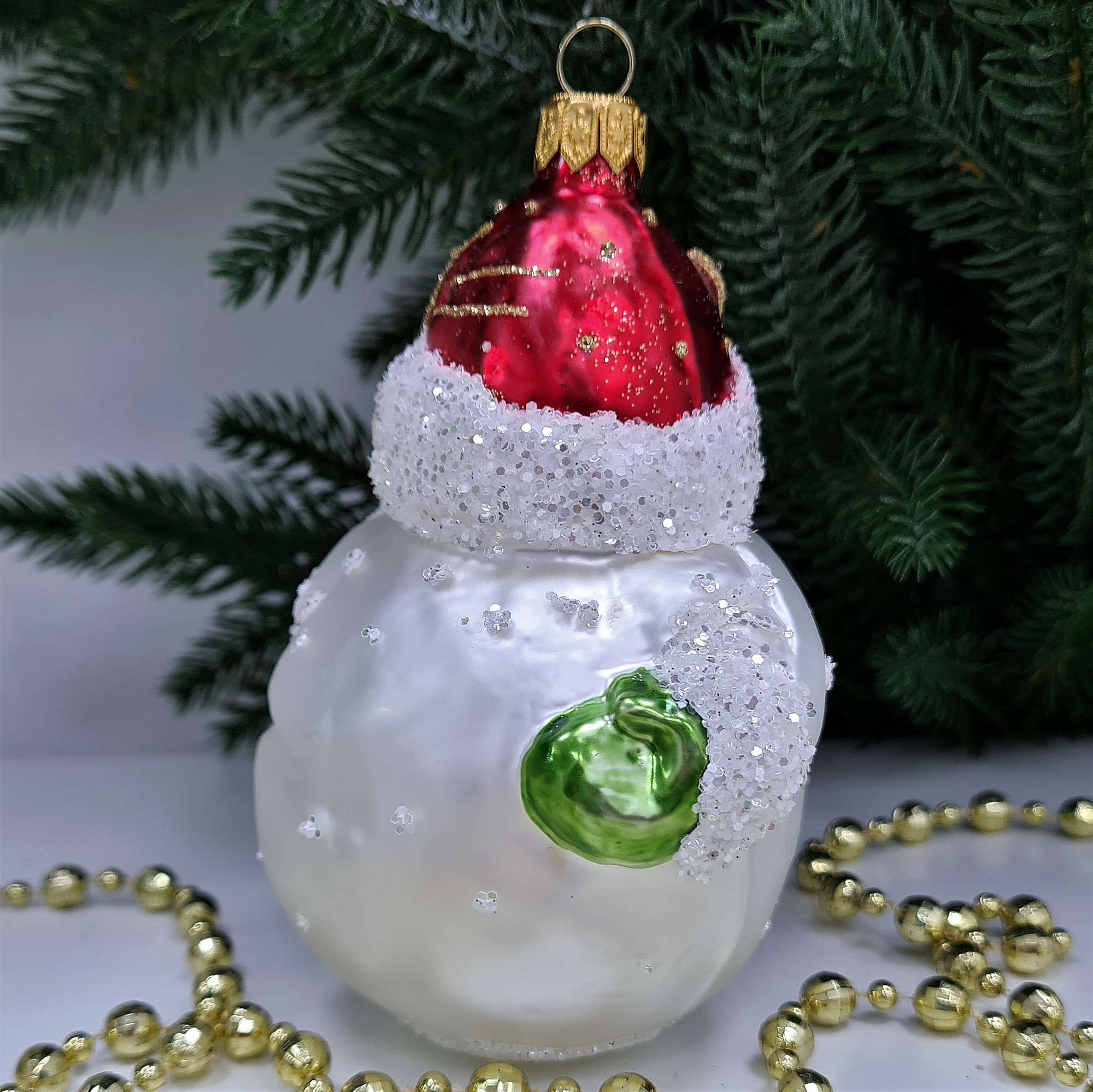 фото Стеклянная елочная игрушка Снеговик