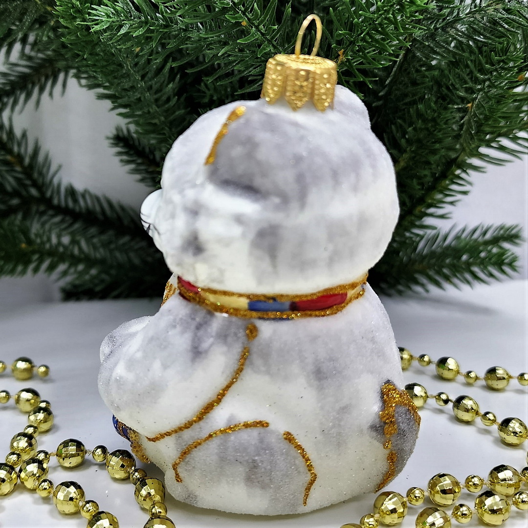 фото Стеклянная елочная игрушка Кот с мячом