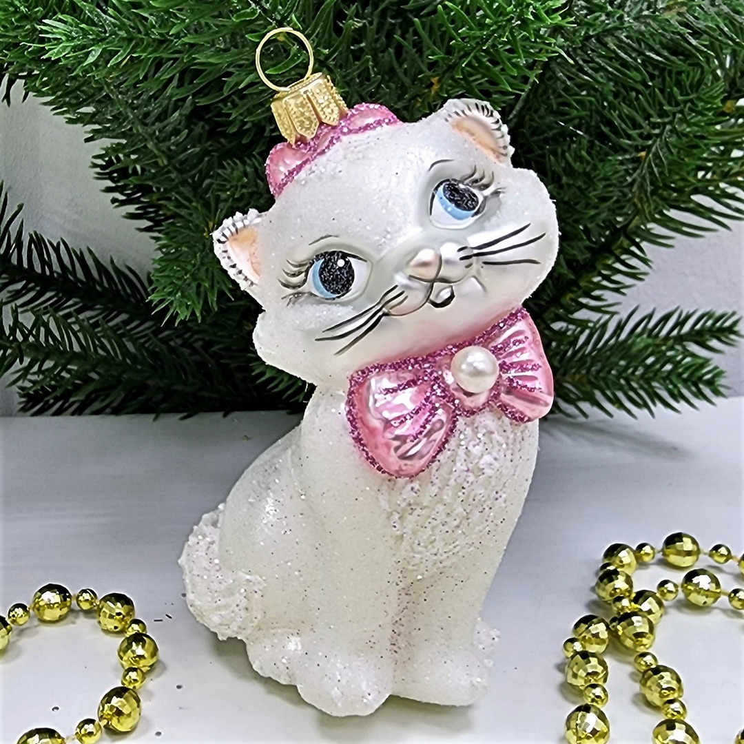 фото Стеклянная елочная игрушка Киса Мэри