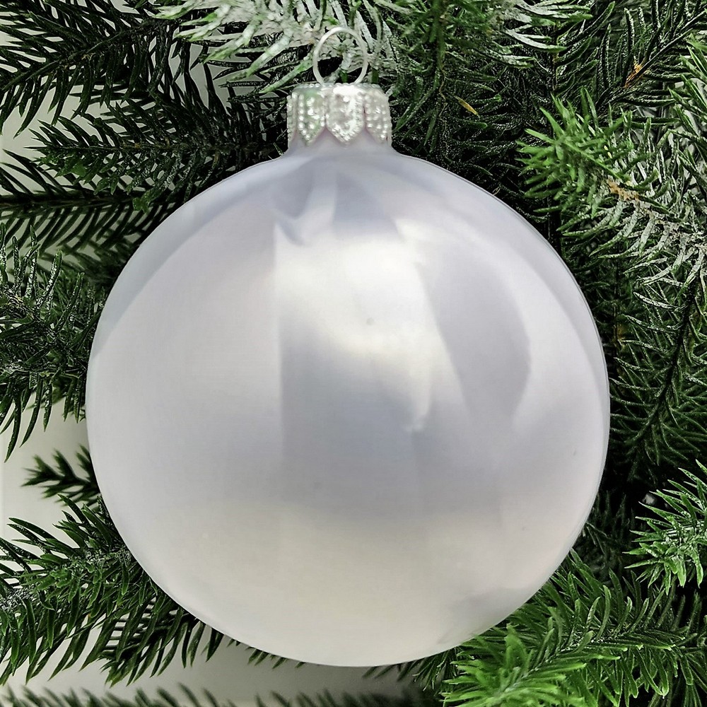 фото Стеклянный шар 80 мм Морозко жемчужный