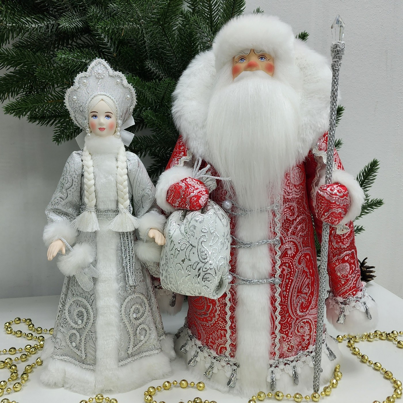 фото Набор Дед Мороз 34 см и Снегурочка 30 см №130