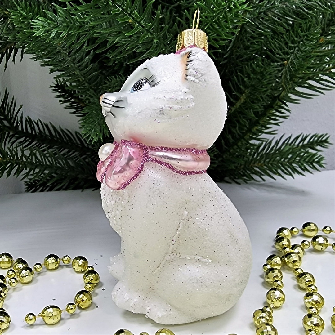 фото Стеклянная елочная игрушка Киса Мэри