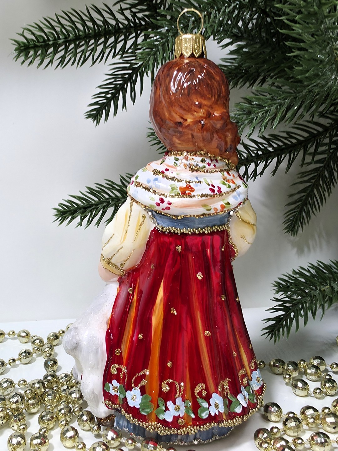 фото Стеклянная елочная игрушка Аленушка с козленком