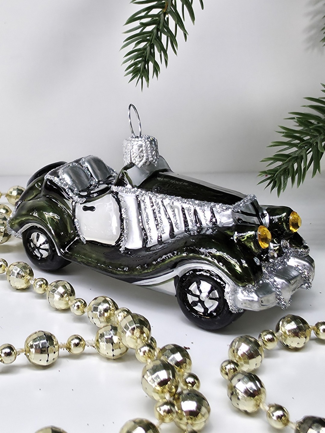 фото Стеклянная елочная игрушка Машинка - 4