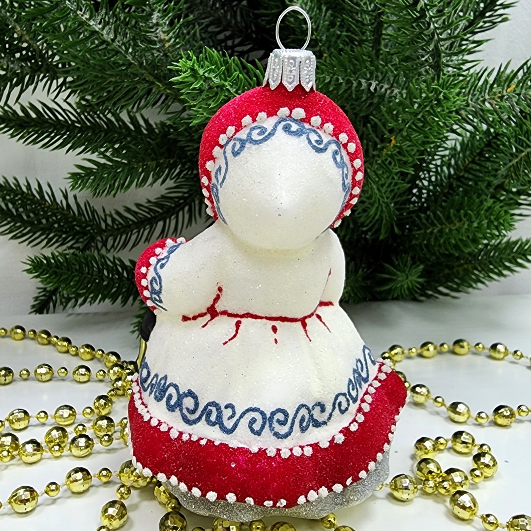 фото Стеклянная елочная игрушка Девочка с фонарем