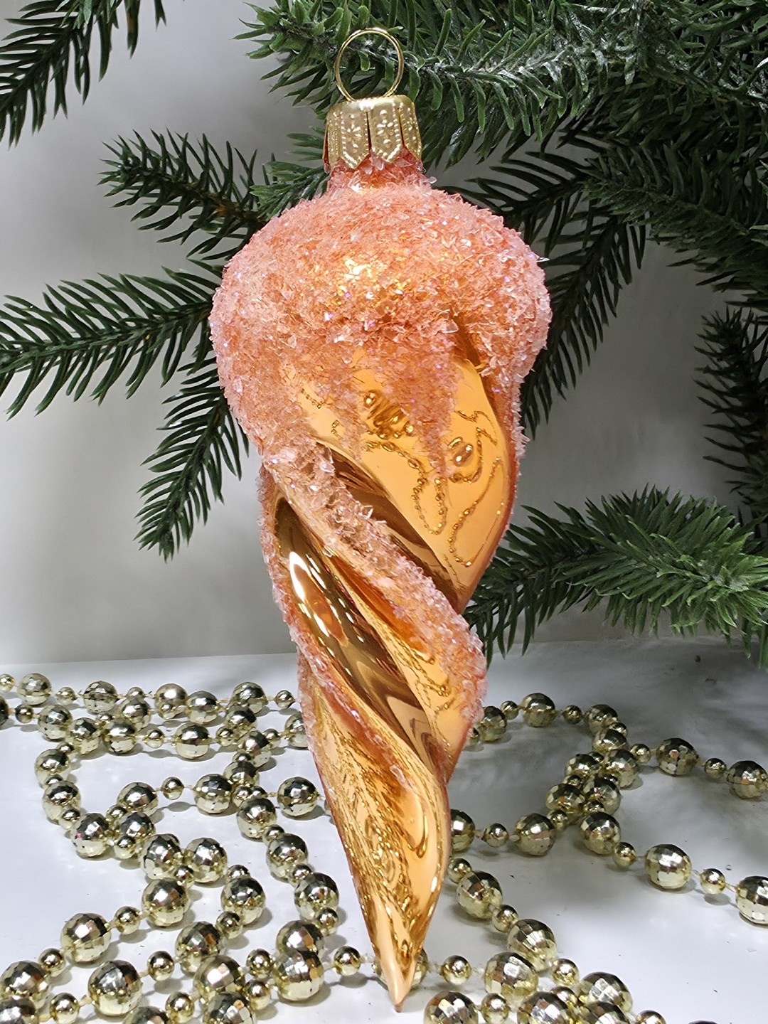 фото Стеклянная елочная игрушка Сосулька