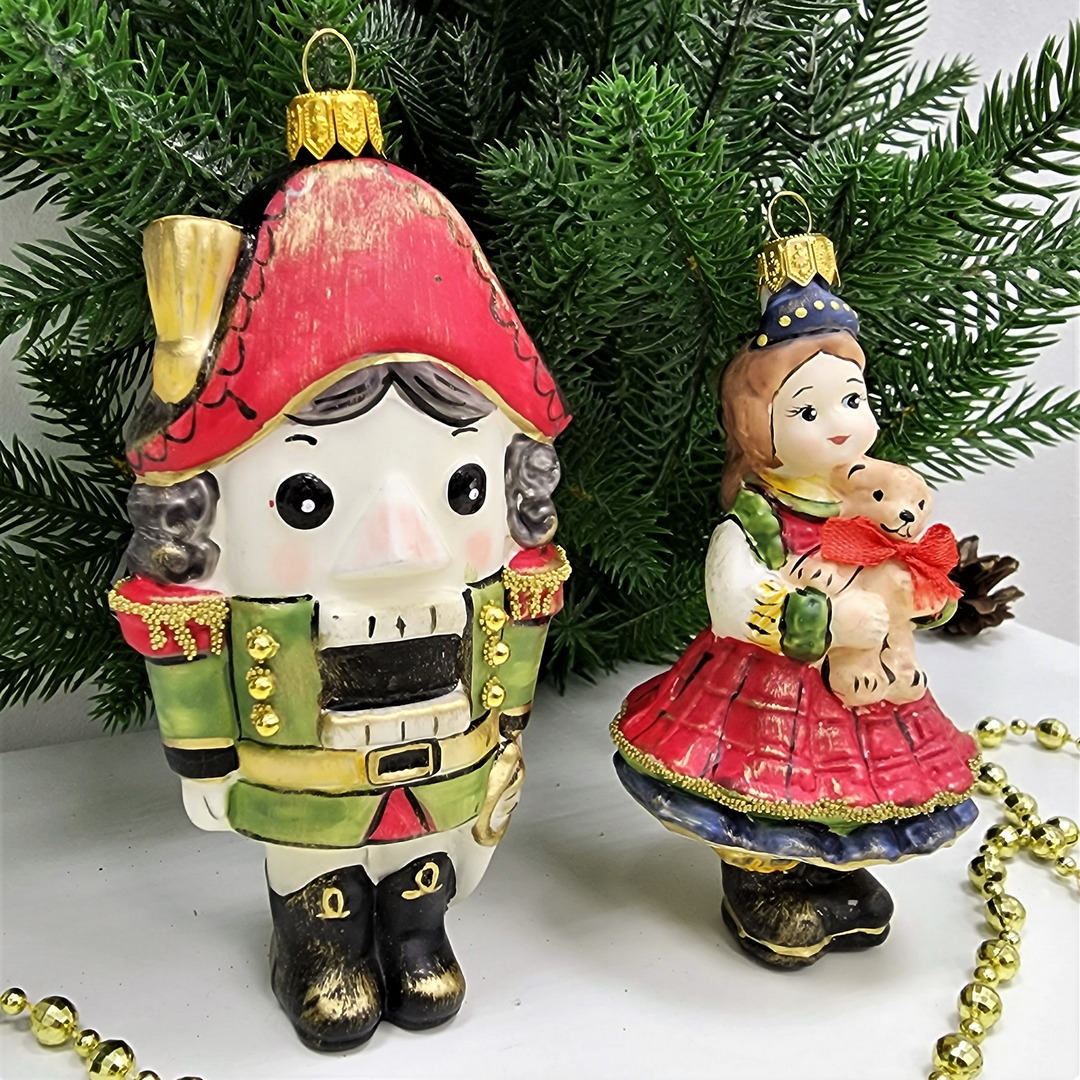 фото Набор ёлочных игрушек Щелкунчик и девочка Мэри винтаж
