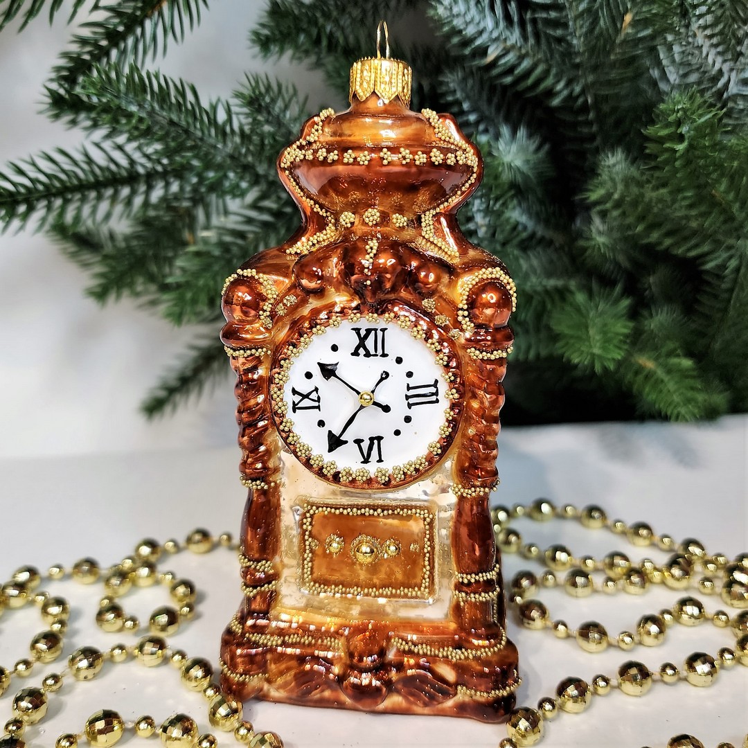 фото Стеклянная елочная игрушка Часы напольные