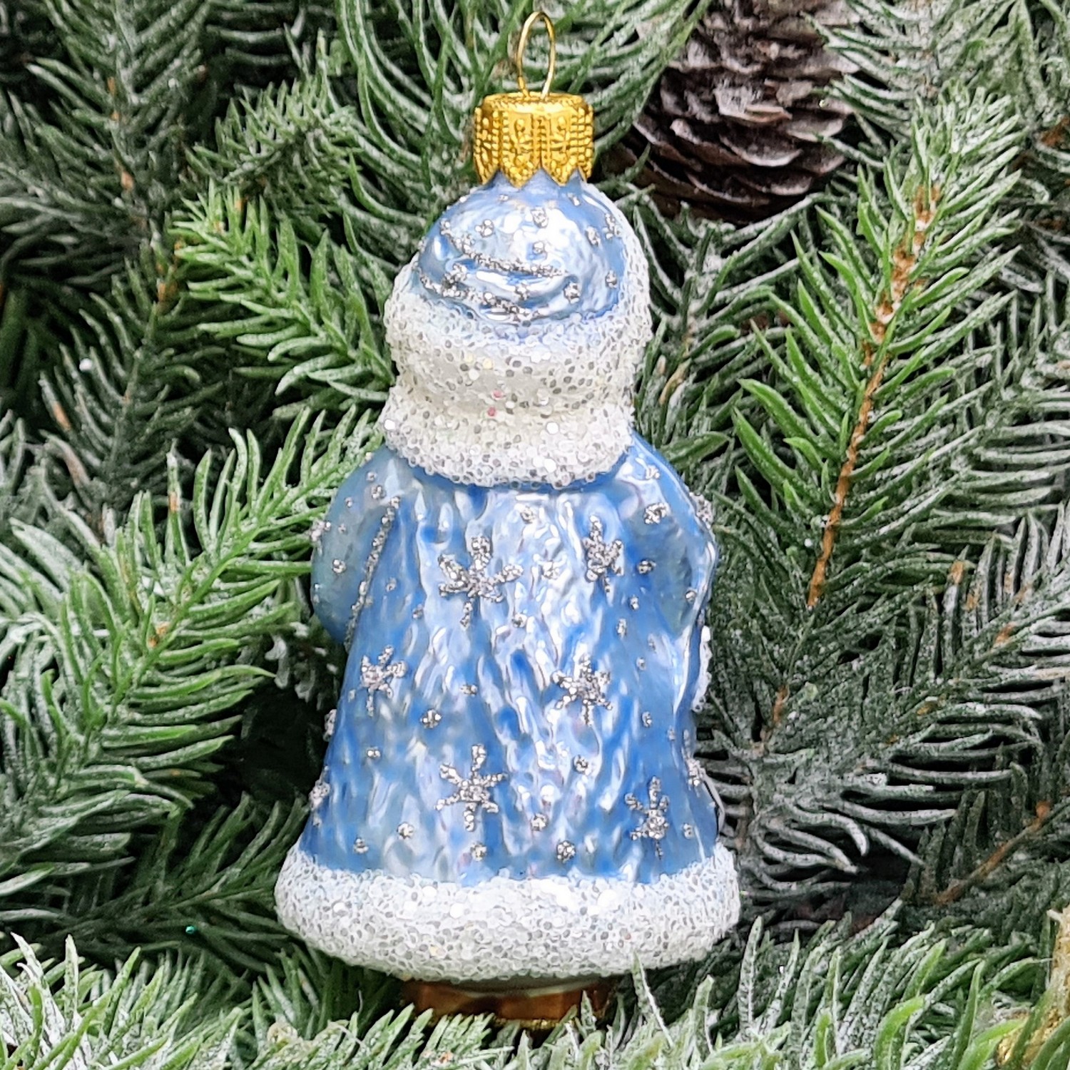 фото Стеклянная елочная игрушка Снегурочка маленькая