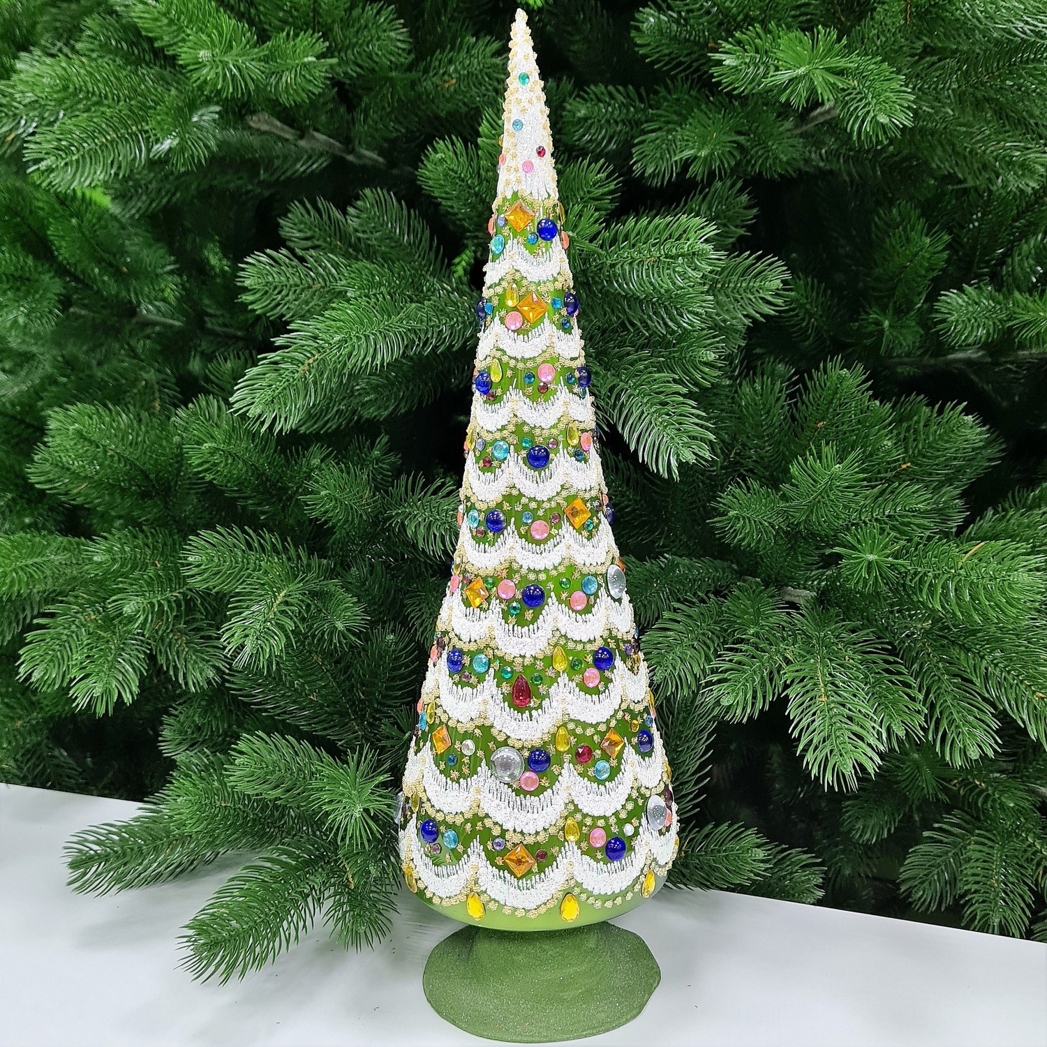 фото Стеклянная Елочка настольная