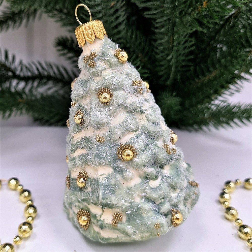 фото Стеклянная елочная игрушка Елочка винтаж