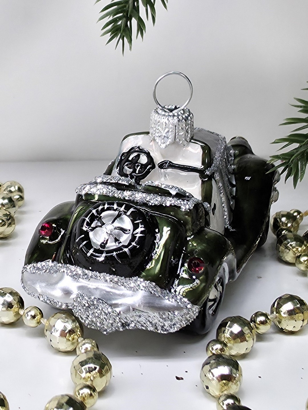 фото Стеклянная елочная игрушка Машинка - 4