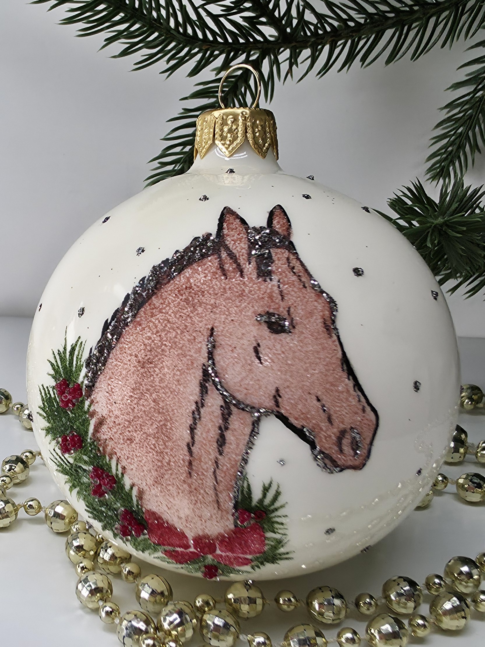 фото Стеклянный ёлочный шар Irena-Co 80 мм №132