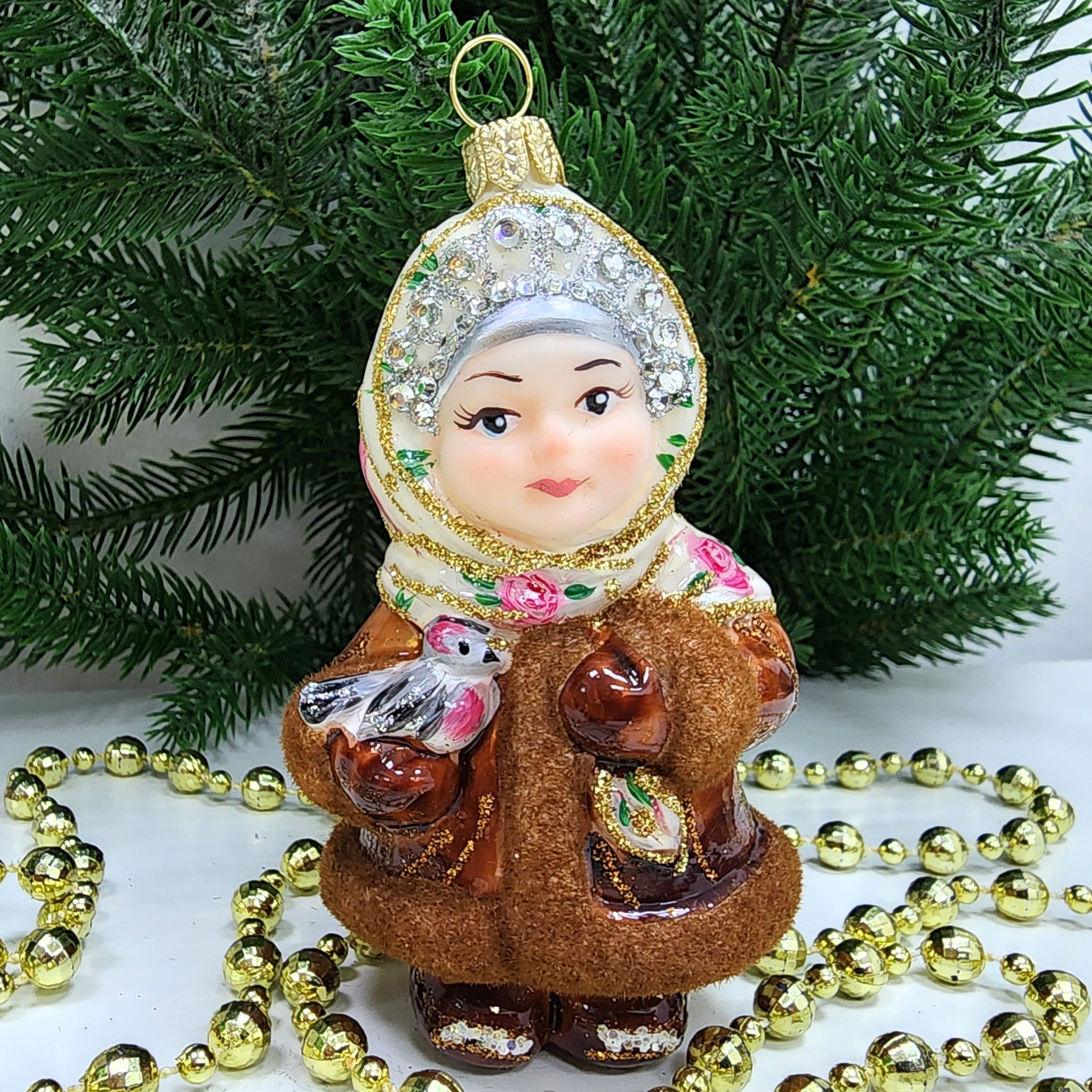 фото Стеклянная елочная игрушка Снегурочка