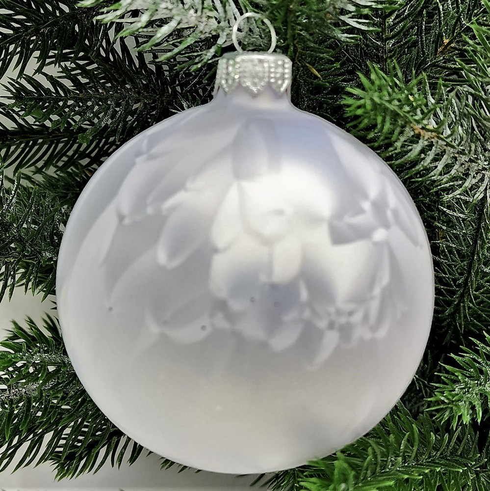 фото Стеклянный шар 80 мм Морозко жемчужный