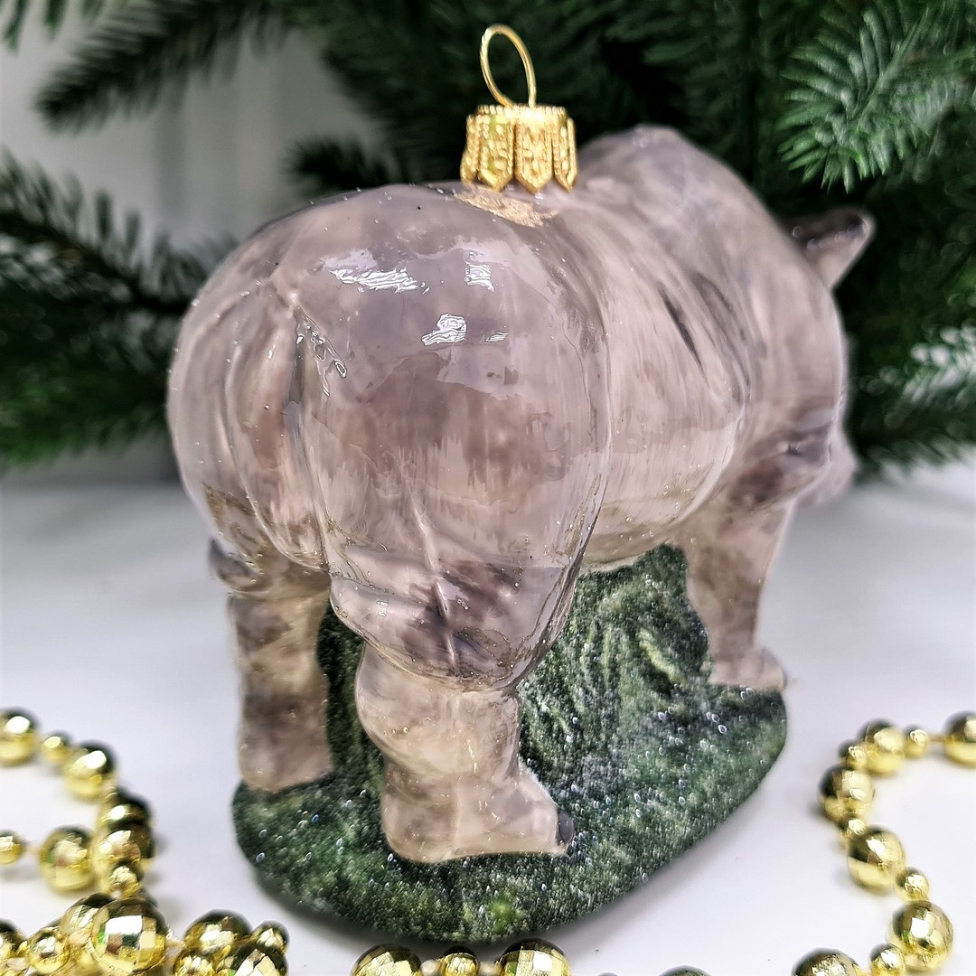 фото Стеклянная елочная игрушка Носорог