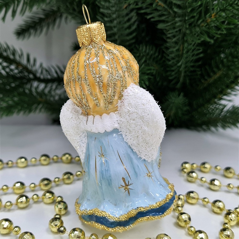 фото Стеклянная елочная игрушка Ангелочек с книгой