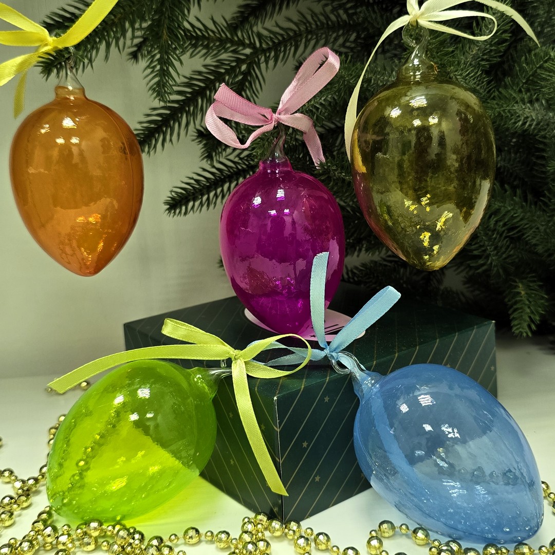 фото Набор стеклянных ёлочных игрушек Irena-Co Пасхальные яйца прозрачные