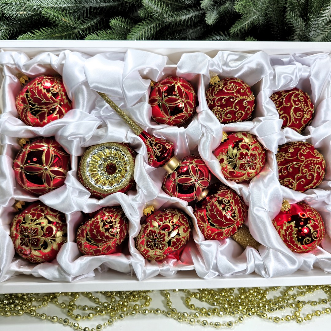 фото Набор елочных игрушек Бархат красный