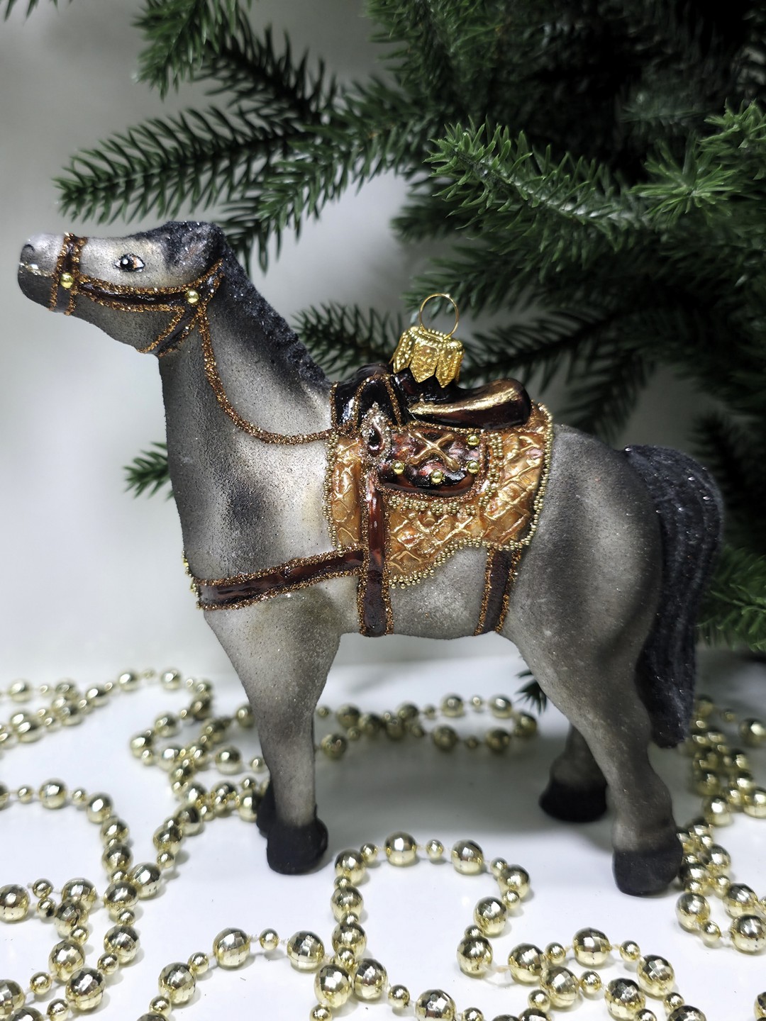 фото Стеклянная елочная игрушка Лошадь большая