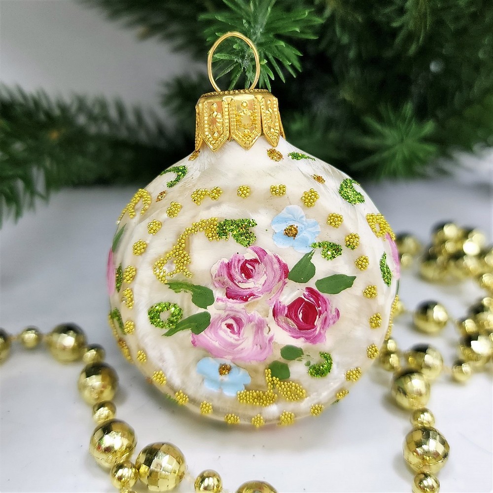 фото Стеклянная елочная игрушка Часы круглые Версаль