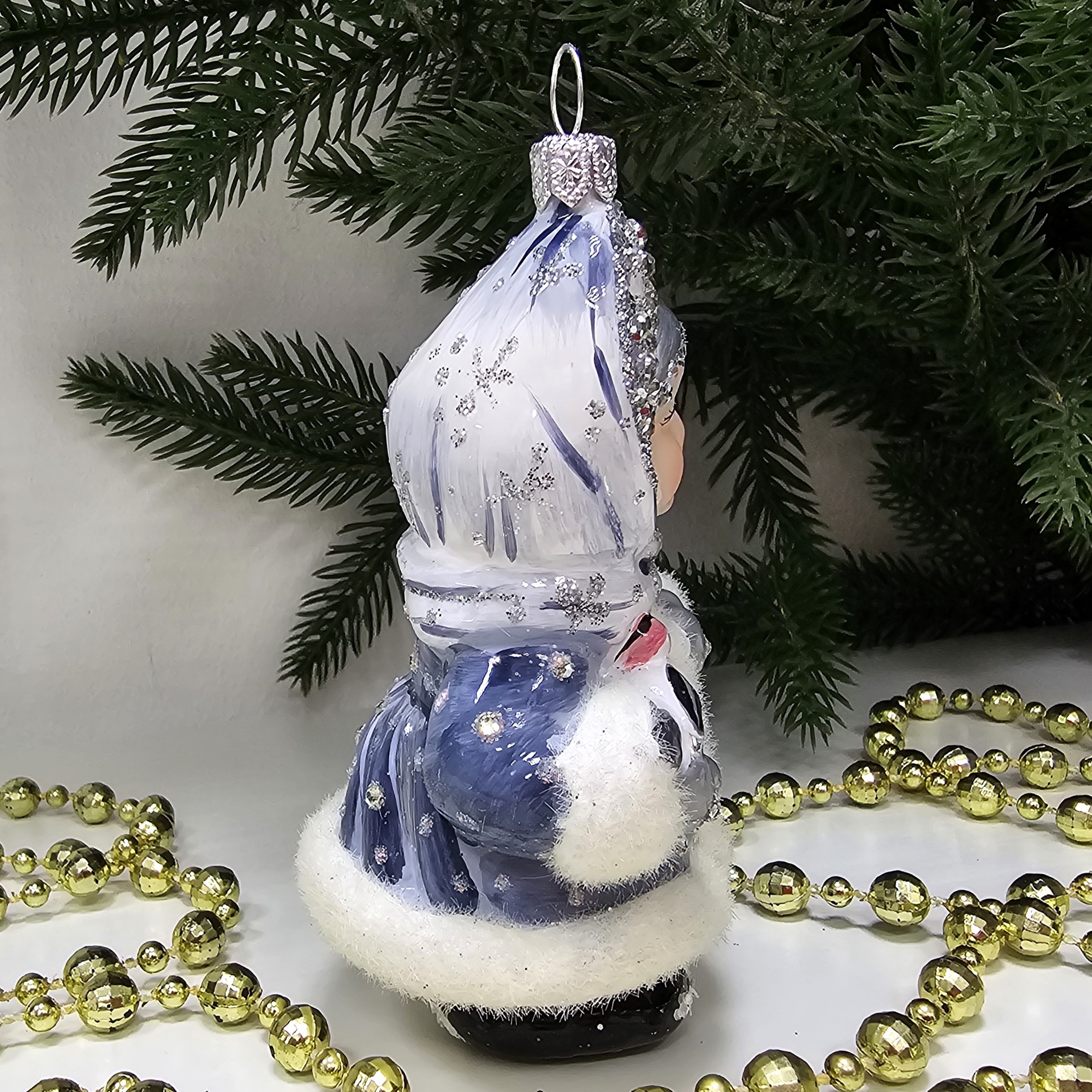 фото Стеклянная елочная игрушка Снегурочка глянец