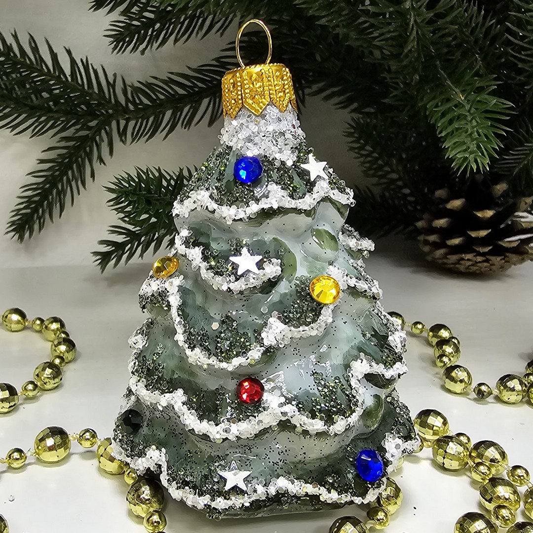 фото Стеклянная елочная игрушка Ёлочка