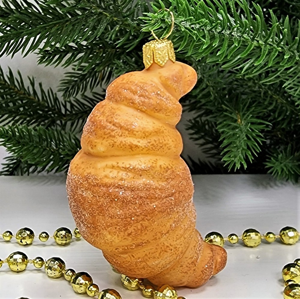 фото Стеклянная елочная игрушка Круассан