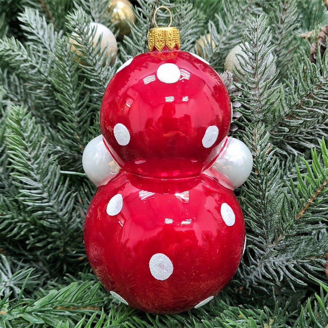 фото Стеклянная елочная игрушка Матрешка-неваляшка