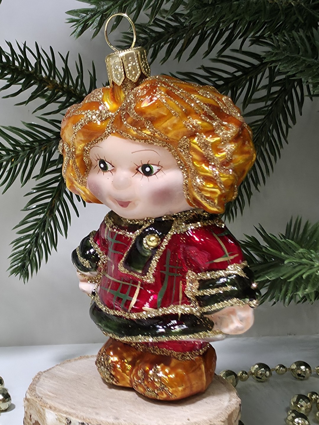 фото Стеклянная елочная игрушка Лохматый мальчик