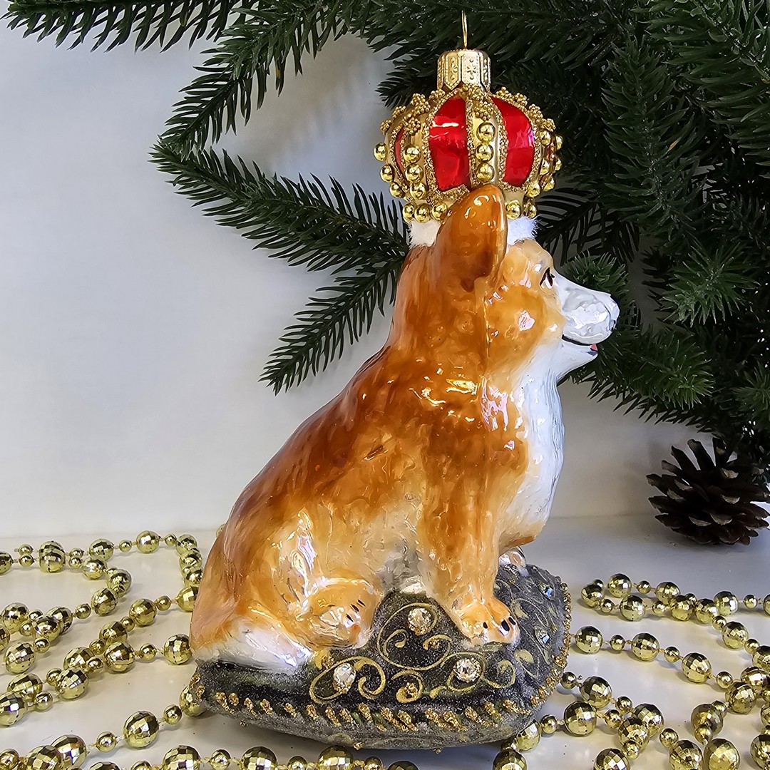 фото Стеклянная елочная игрушка Корги