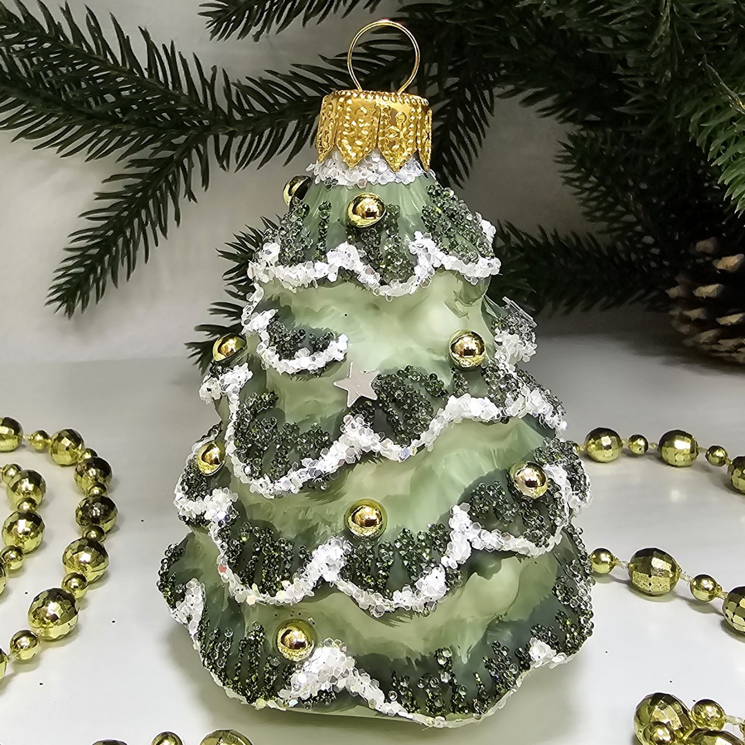 фото Стеклянная елочная игрушка Ёлочка