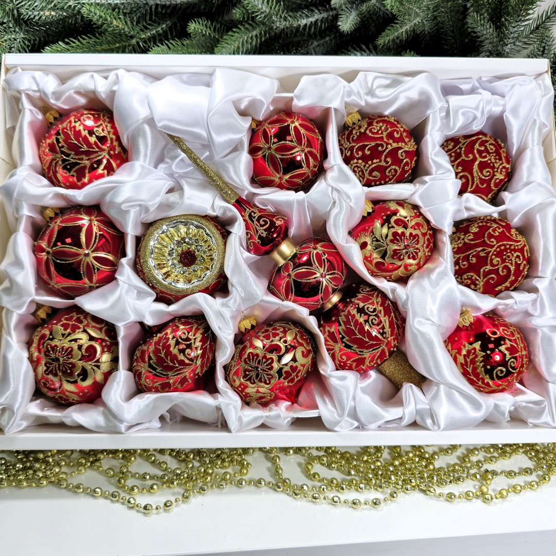 фото Набор елочных игрушек Бархат красный