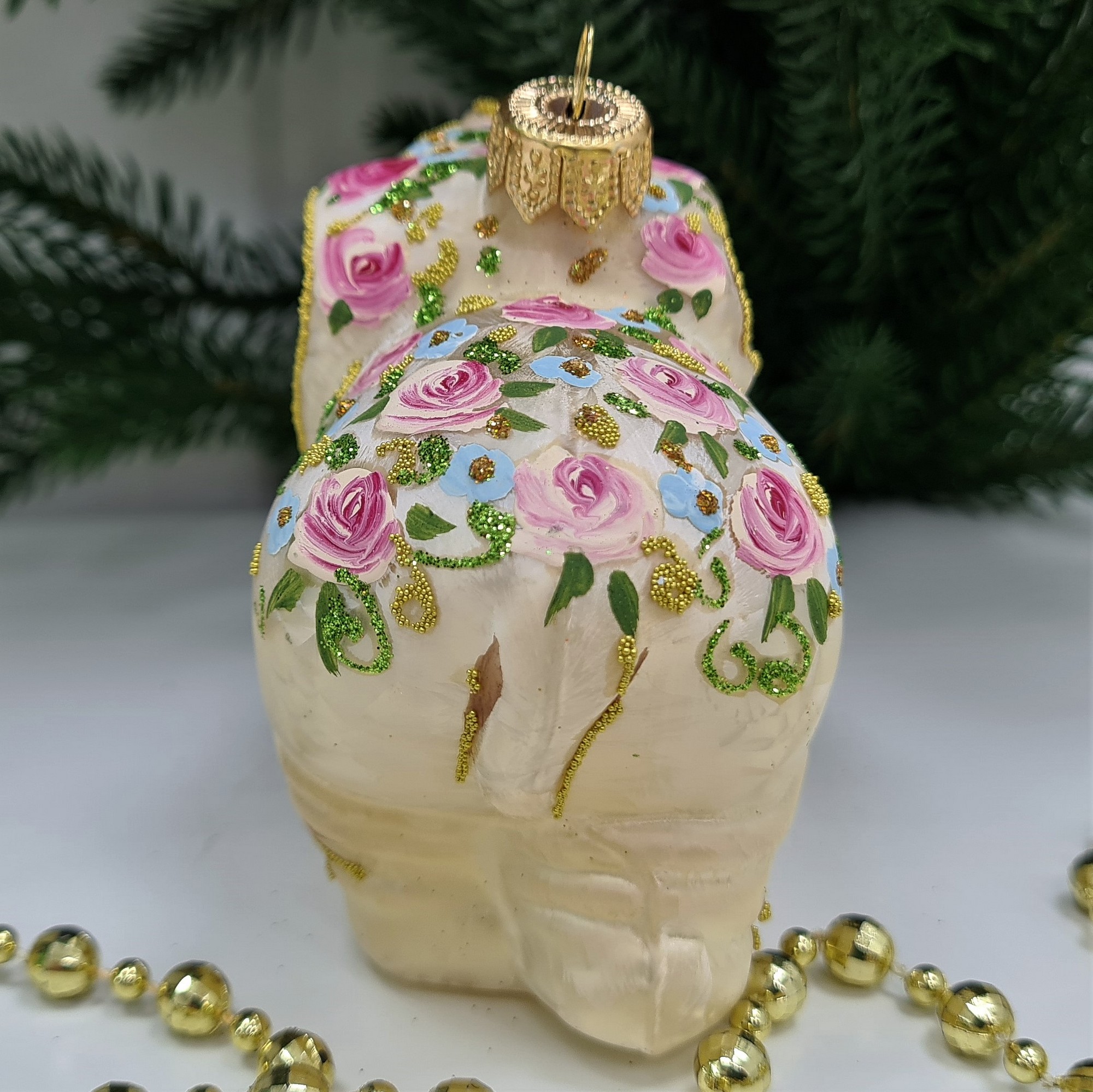 фото Стеклянная елочная игрушка Слон версаль