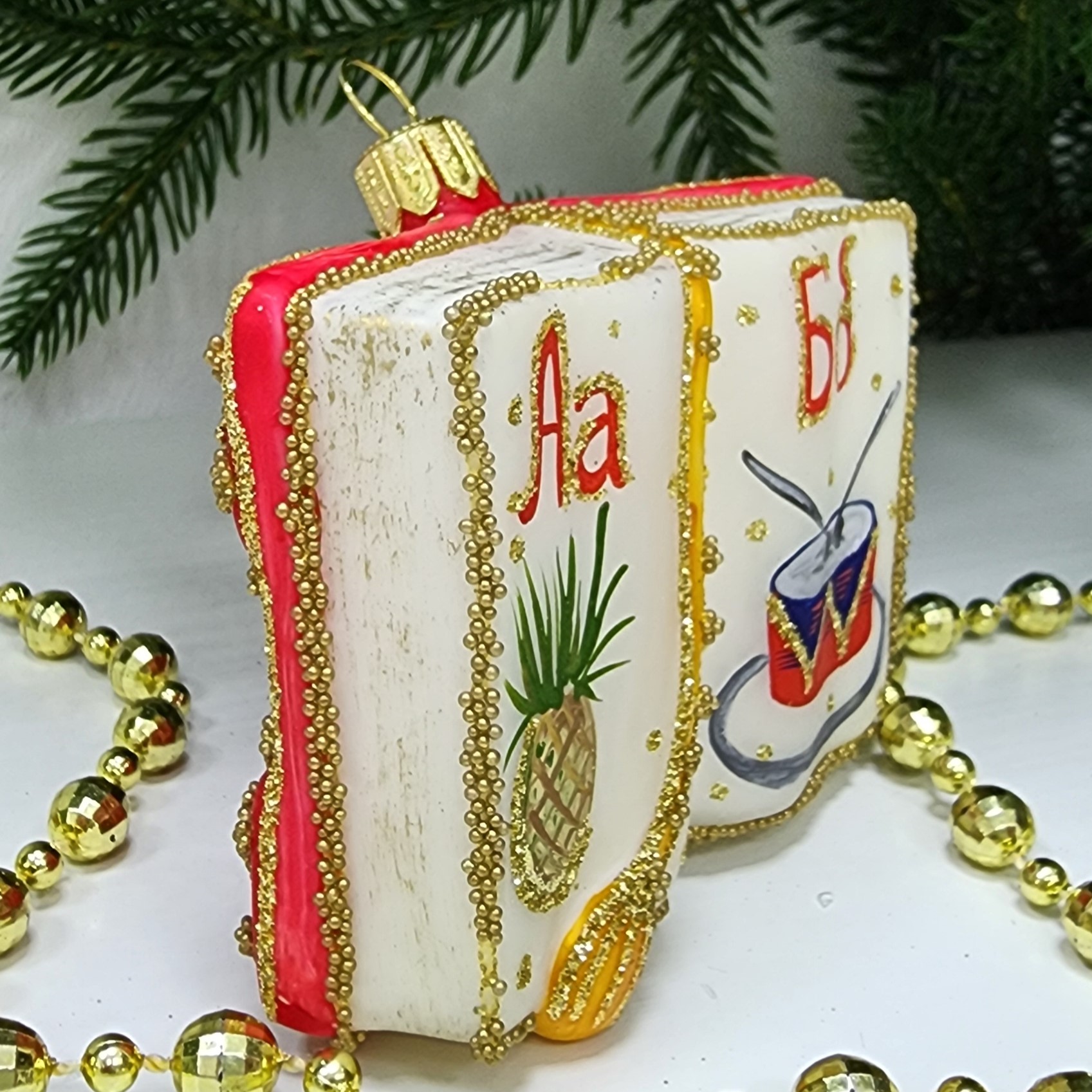 фото Стеклянная елочная игрушка Азбука