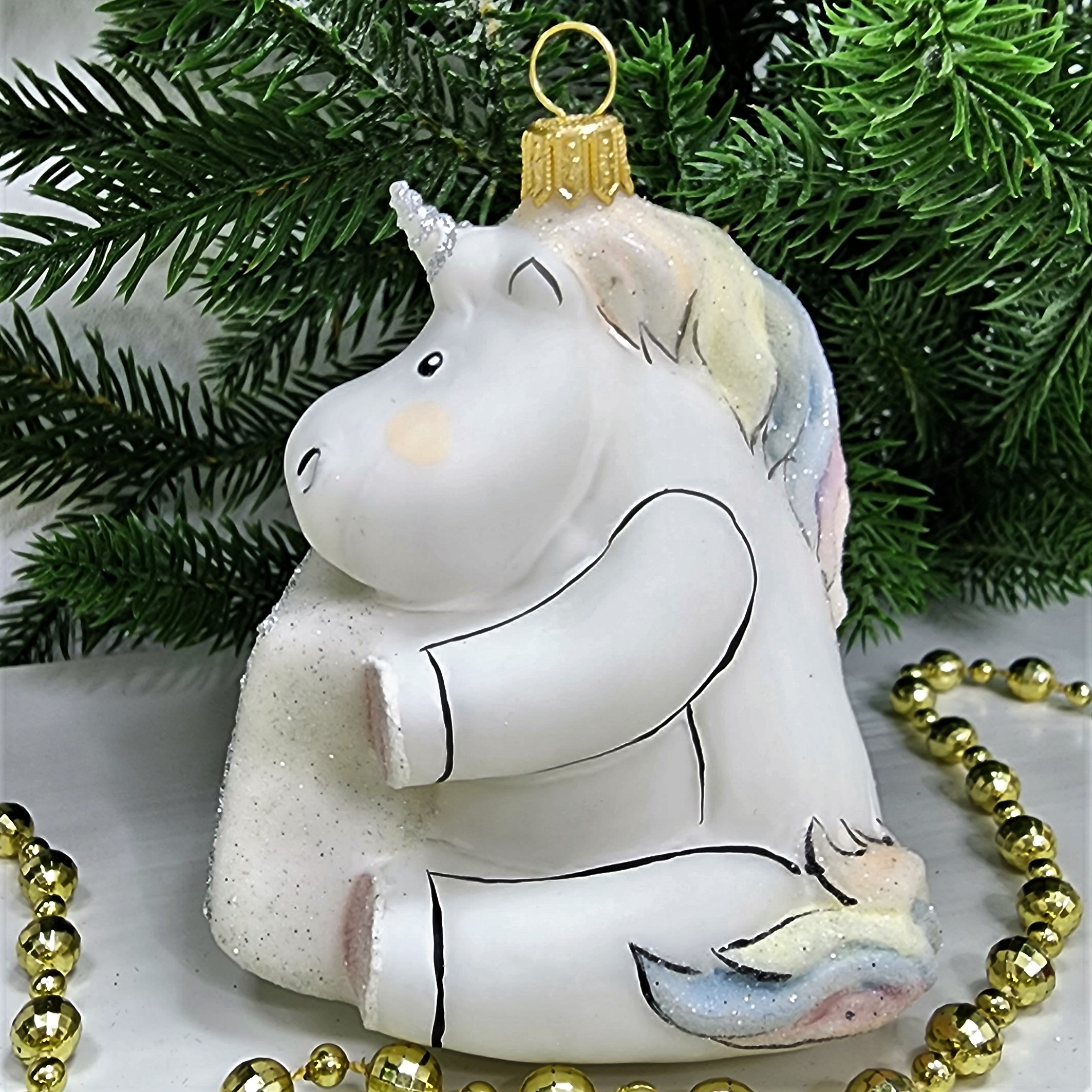 фото Стеклянная елочная игрушка Единорог