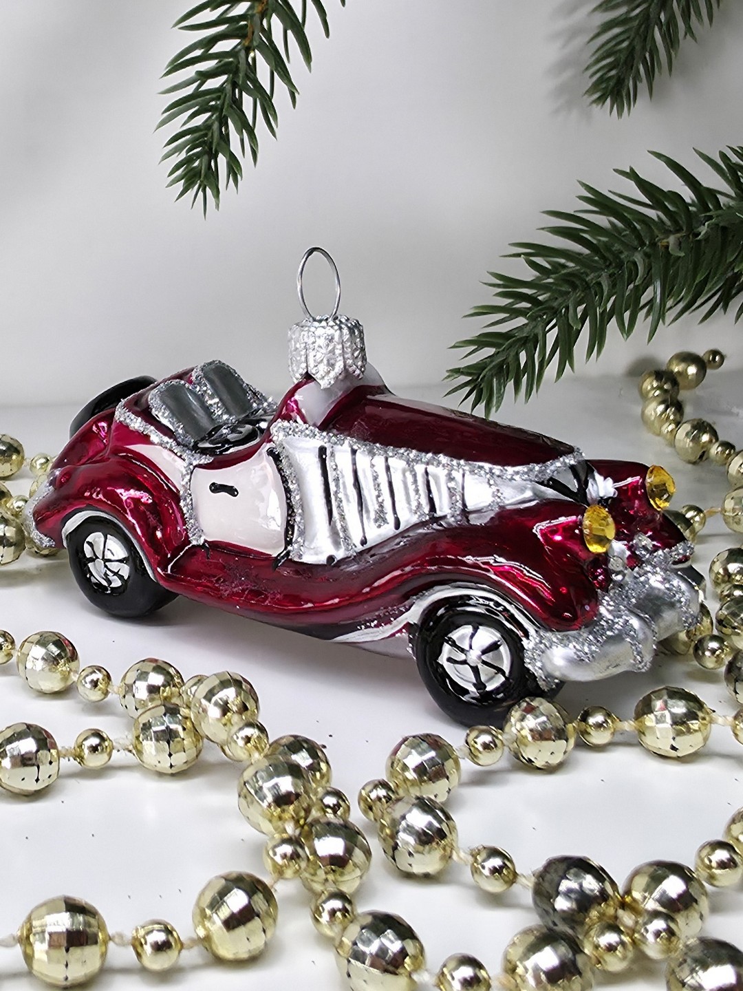 фото Стеклянная елочная игрушка Машинка - 5