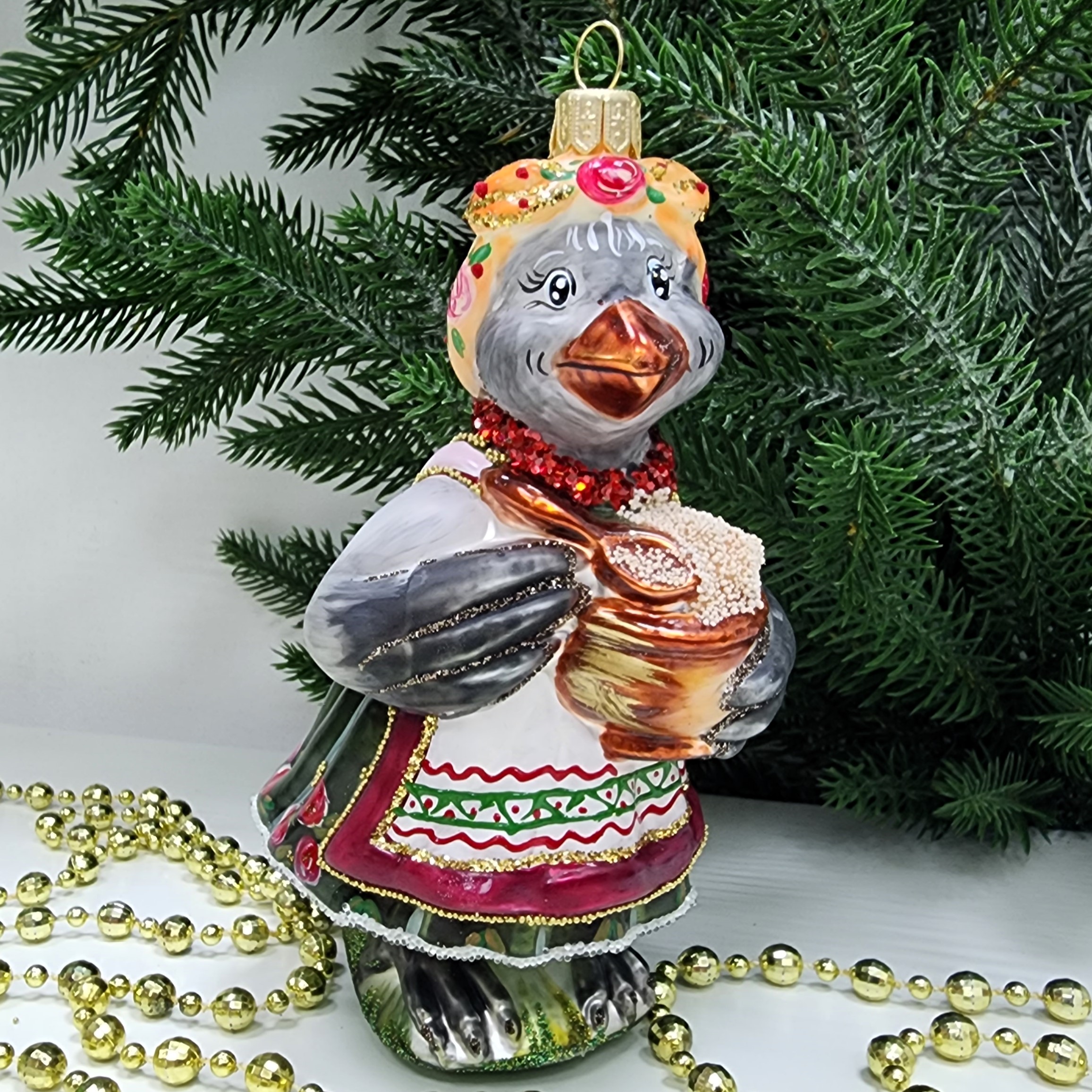 фото Стеклянная елочная игрушка Сорока