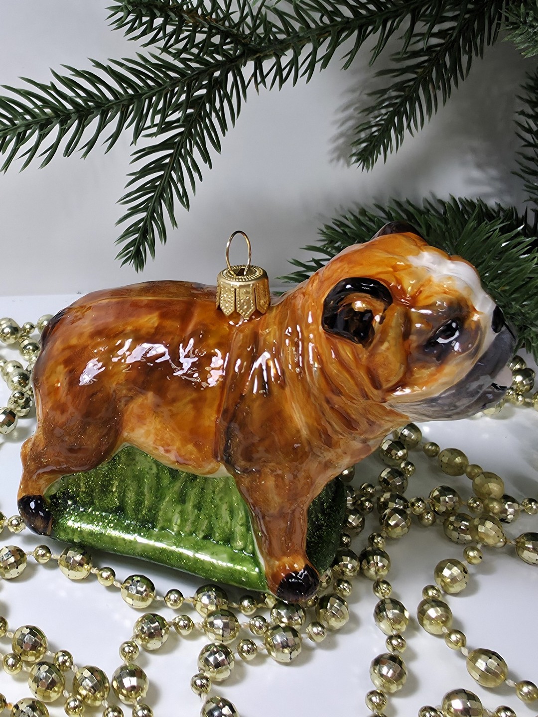 фото Стеклянная елочная игрушка Бульдог