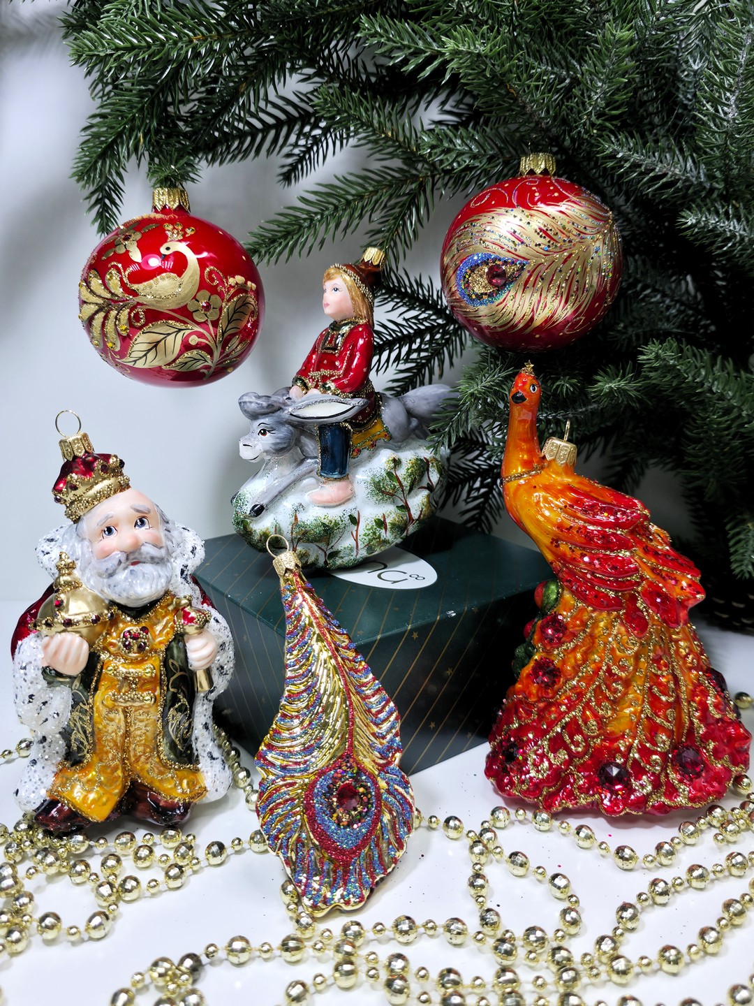 фото Набор стеклянных ёлочных игрушек Irena-Co Жар Птица