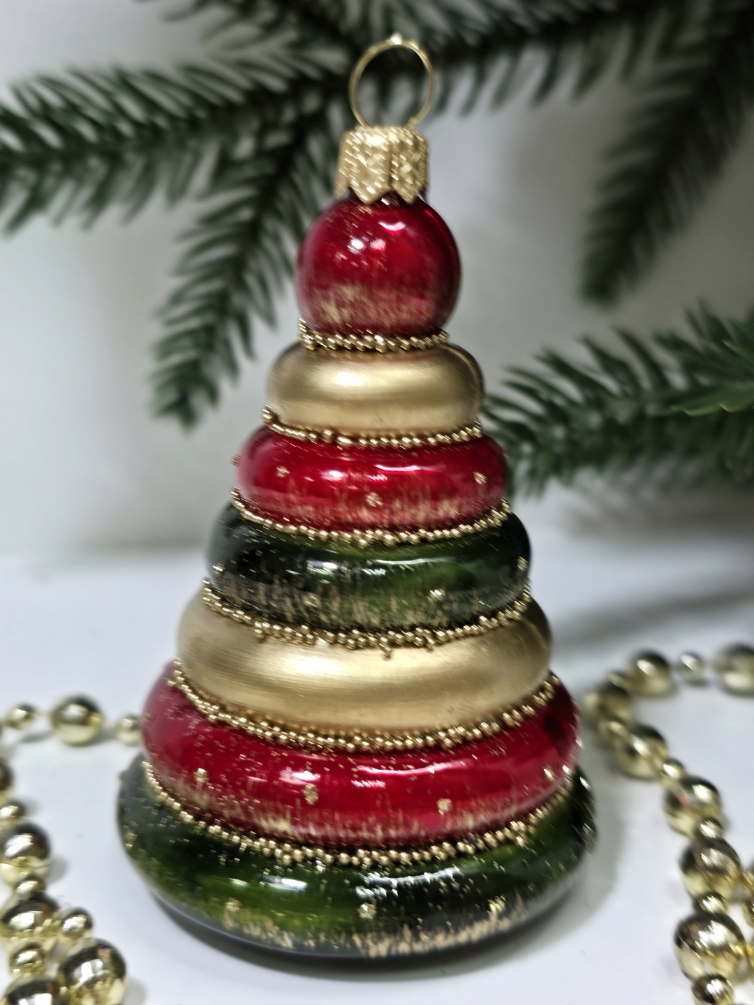 фото Стеклянная елочная игрушка Пирамидка детская