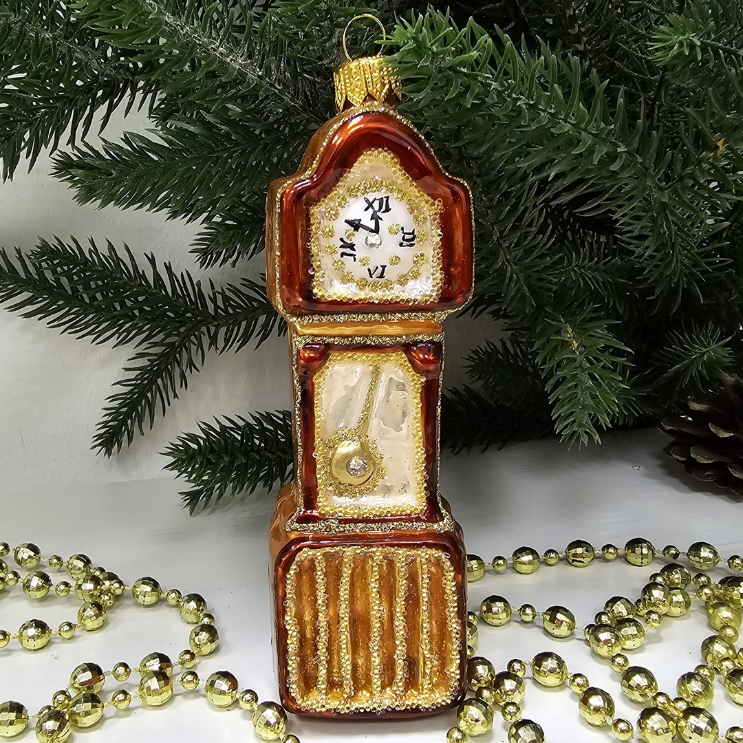 фото Стеклянная елочная игрушка Часы напольные